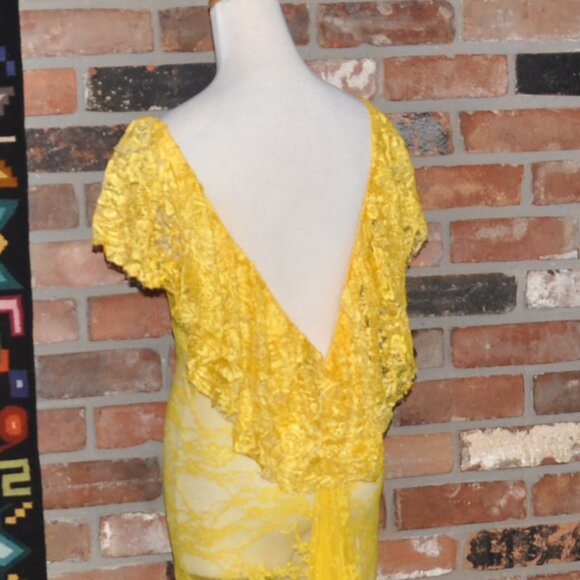 Sheer Lace Stretch Ruffle Open Back Bodycon Dress Clubwear Long Train Gown Party - Picture 6 of 12